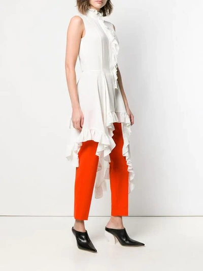 Shop Alexander Mcqueen Asymmetric Ruffled Blouse In White