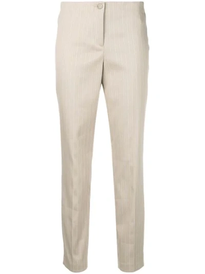 Shop Cambio Striped Trousers In Neutrals