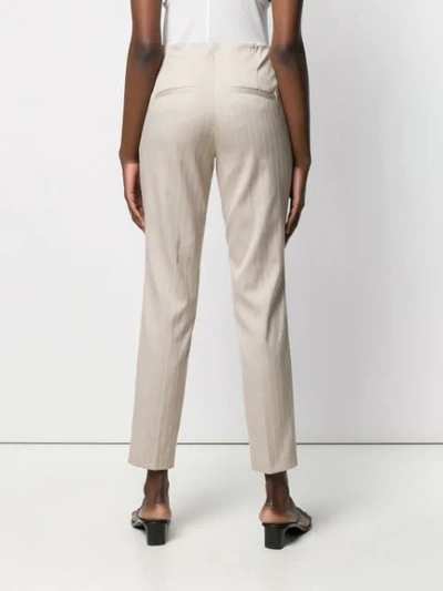 Shop Cambio Striped Trousers In Neutrals