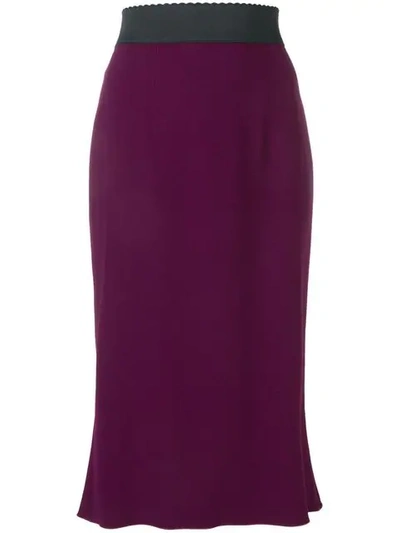 Shop Dolce & Gabbana Fitted Midi Skirt In Purple