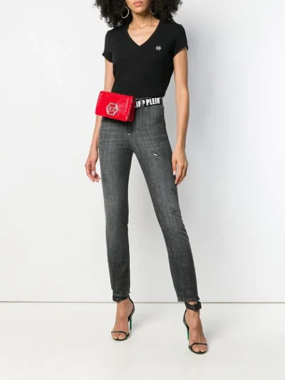 Shop Philipp Plein Logo Plaque T-shirt In Black