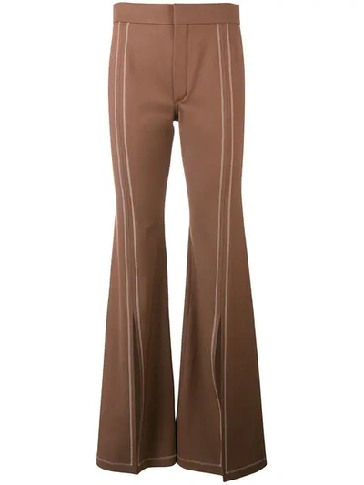 Shop Chloé Front Slit Trousers In Brown