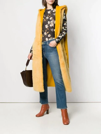 Shop Liska Sleeveless Hooded Coat In Yellow