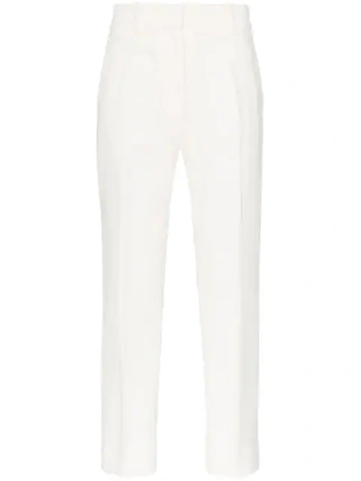 Shop Khaite Catherine Straight-leg Trousers In White