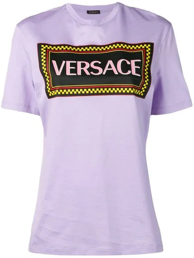 Shop Versace Rubberized 90s Vintage Logo T-shirt - Purple