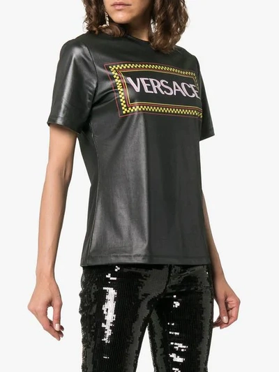 Shop Versace Coated Logo Print T In A1008 Black