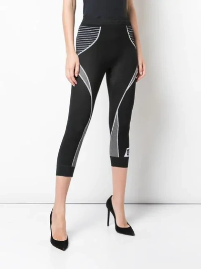 Shop Off-white Patterned Cropped Leggings In Black