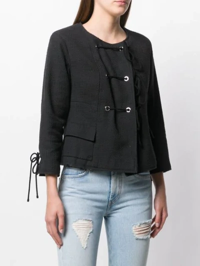 Pre-owned Chanel 2007's Collarless Lace-up Jacket In Black