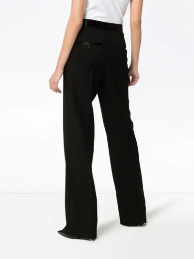 Shop Helmut Lang Wide Leg Wool And Mohair Blend Tuxedo Trousers In Black