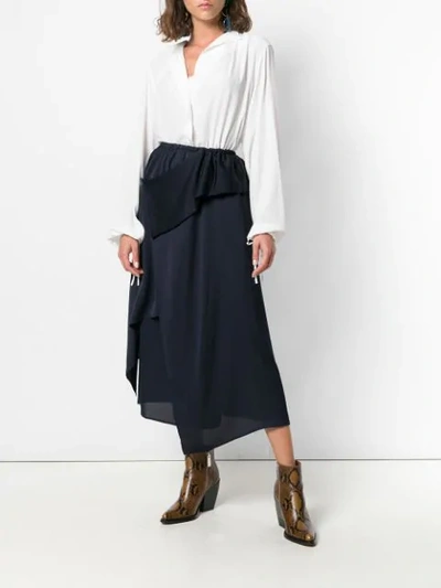 Shop Christian Wijnants Asymmetric Midi Skirt - Blue