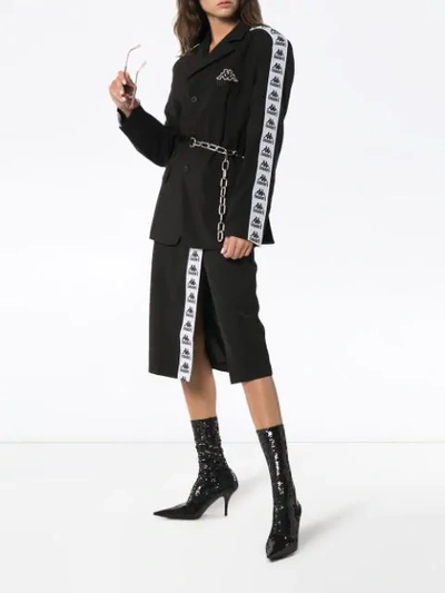 Shop Charm's X Kappa Logo Side Split Skirt In Black