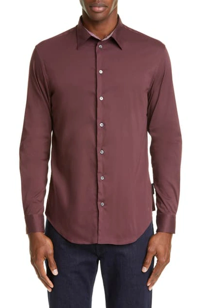 Shop Emporio Armani Trim Fit Button-up Shirt In Red