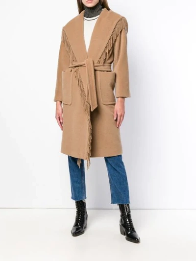 Shop Max Mara Belted Robe Coat - Neutrals