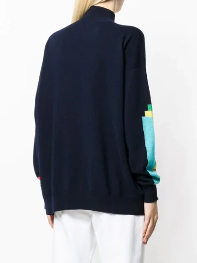 Shop Barrie Heart Cashmere Sweater In Blue