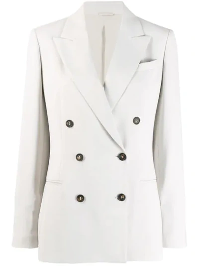 Shop Brunello Cucinelli Double Breasted Blazer In Neutrals