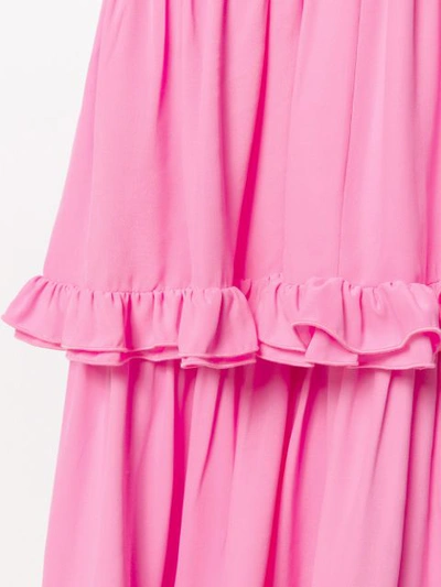 Shop Msgm Tiered Ruffled Halterneck Gown - Pink