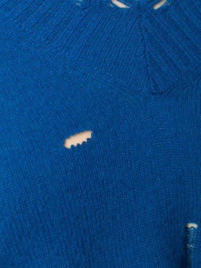 Shop Maison Flaneur Cashmere Distressed Crop Sweater In Blue