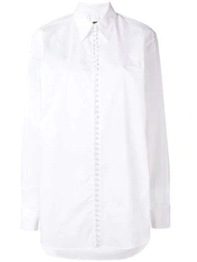 Shop Mm6 Maison Margiela Buttoned Graphic Shirt In White