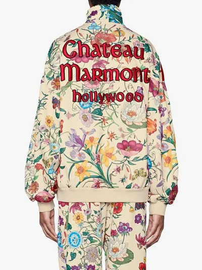 Gucci Chateau Marmont Floral Print Track Jacket In Neutrals | ModeSens