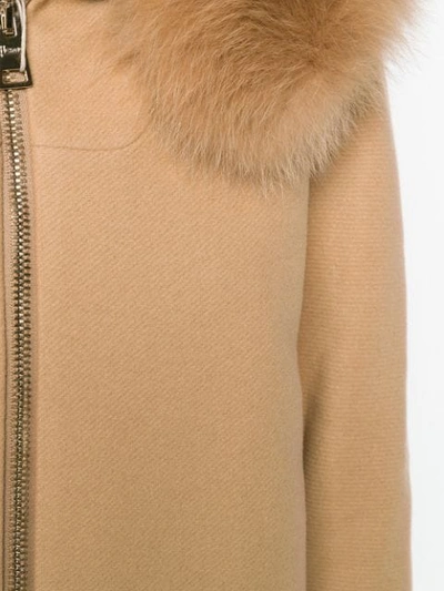 Shop Herno Fox Fur Coat In Neutrals