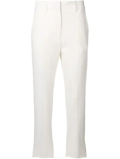 Shop Barena Venezia Creased Cropped Trousers In White
