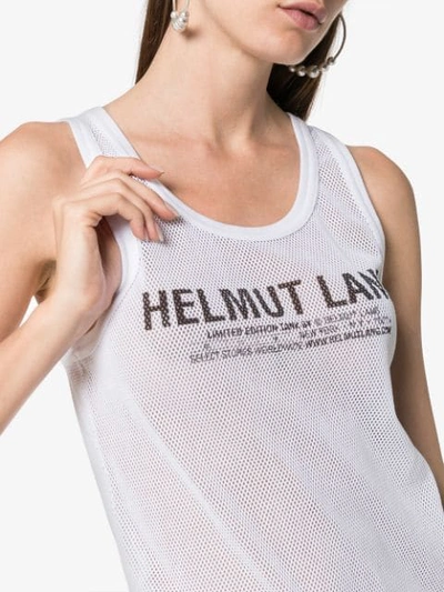 Shop Helmut Lang Mesh Logo Tank Top In White