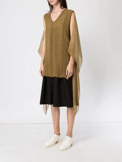 Masnada Sheer Panel Dress In Green