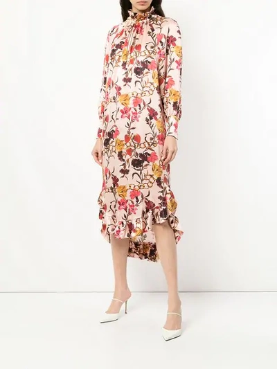 Shop Mother Of Pearl Ruffle Hem Floral Dress In Multicolour