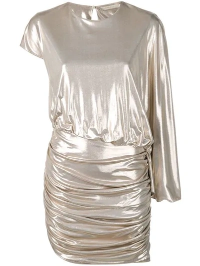 Shop Amen Asymmetric Mini Dress In 002 Gold