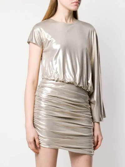 Shop Amen Asymmetric Mini Dress In 002 Gold