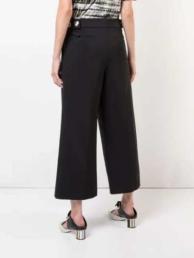 Shop Proenza Schouler Wide Leg Pleat Front Crop Cotton Trousers In Black