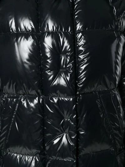 Shop Ermanno Scervino Striped Collar Padded Jacket - Black