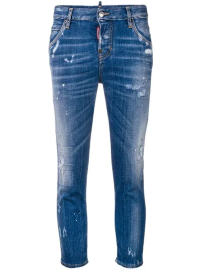 Shop Dsquared2 Cropped Skinny Jeans In Blue