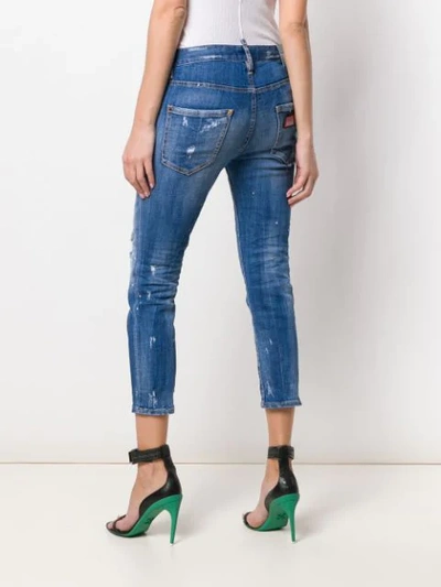 Shop Dsquared2 Cropped Skinny Jeans In Blue