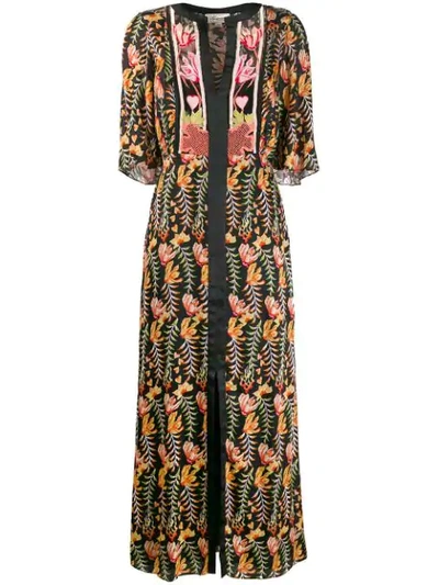 Shop Temperley London Rosy Patterned Dress In Black