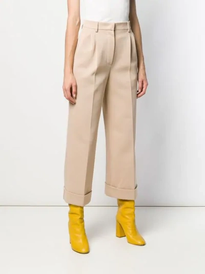 Shop Fendi Wide-leg Tailored Trousers In Brown