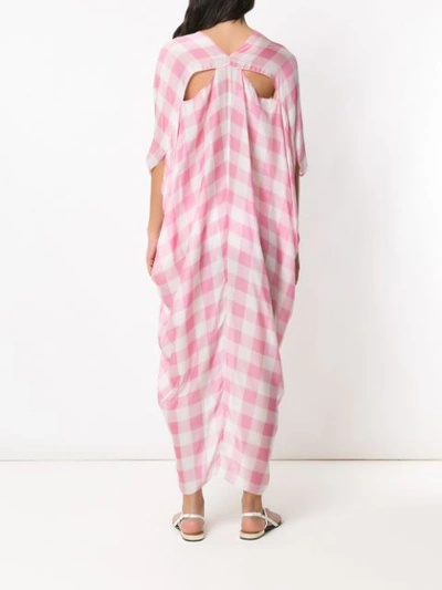 Shop Adriana Degreas Silk Plaid Kaftan In Pink