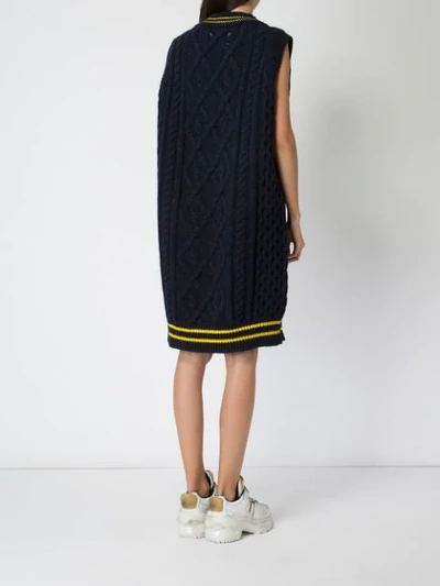 Shop Maison Margiela Cable Knit Sweater Dress - Blue