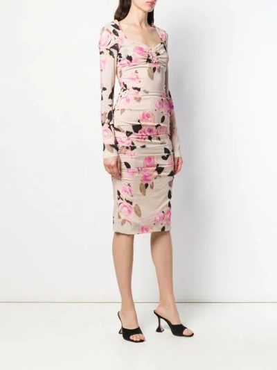 Shop Pinko Kleid Mit Blumen-print In Neutrals