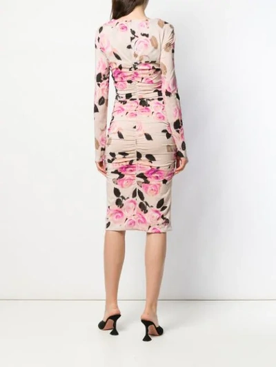Shop Pinko Kleid Mit Blumen-print In Neutrals