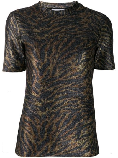 GANNI TIGER PRINT KNITTED TOP - 金色