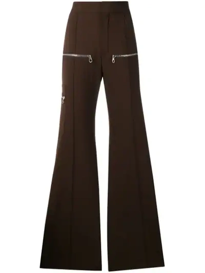 Shop Chloé Zip-detail Flared Trousers - Brown
