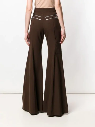 Shop Chloé Zip-detail Flared Trousers - Brown