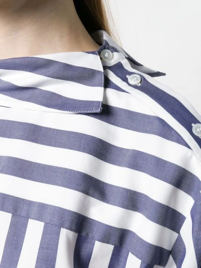 Shop Monse Striped Poplin Deconstructed Shirt In Blue