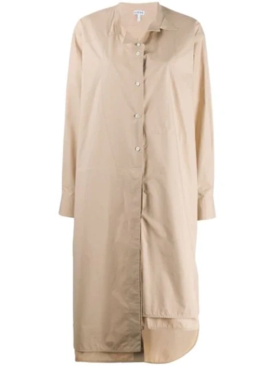 Shop Loewe Belted Oversized Dress In Neutrals