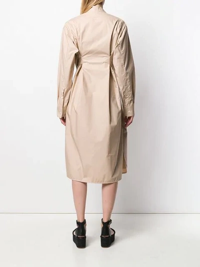 Shop Loewe Belted Oversized Dress In Neutrals