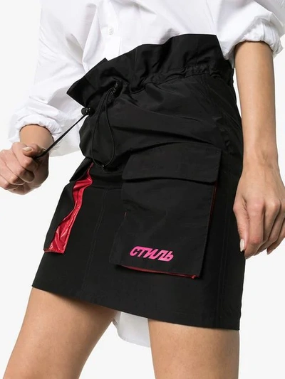 Shop Heron Preston Drawstring Cargo Pocket Skirt In Black