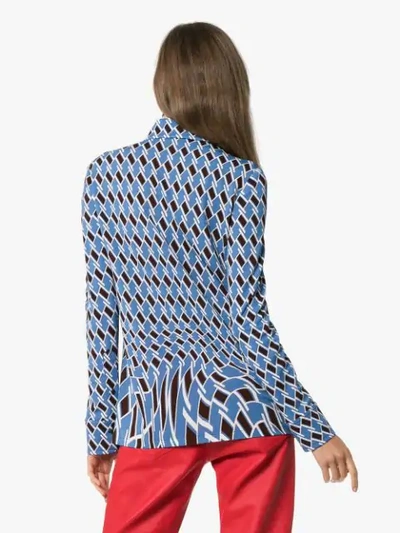 Shop Prada Argyle Print Long-sleeved Shirt In Blue