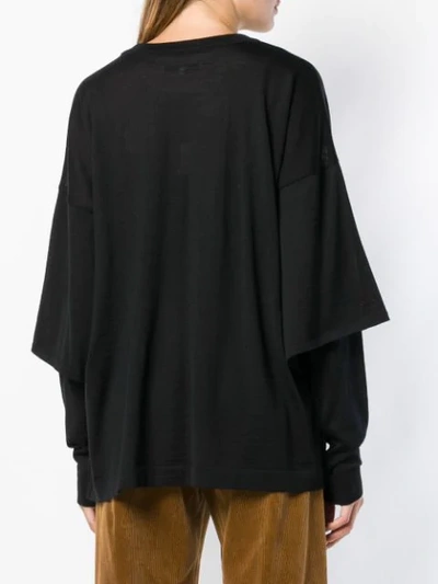 Shop 08sircus Fine Knit Layered Sweater In Black