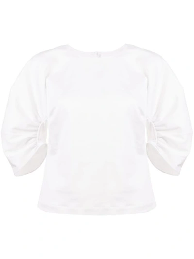 Shop Rosetta Getty Gather Sleeve Top In White